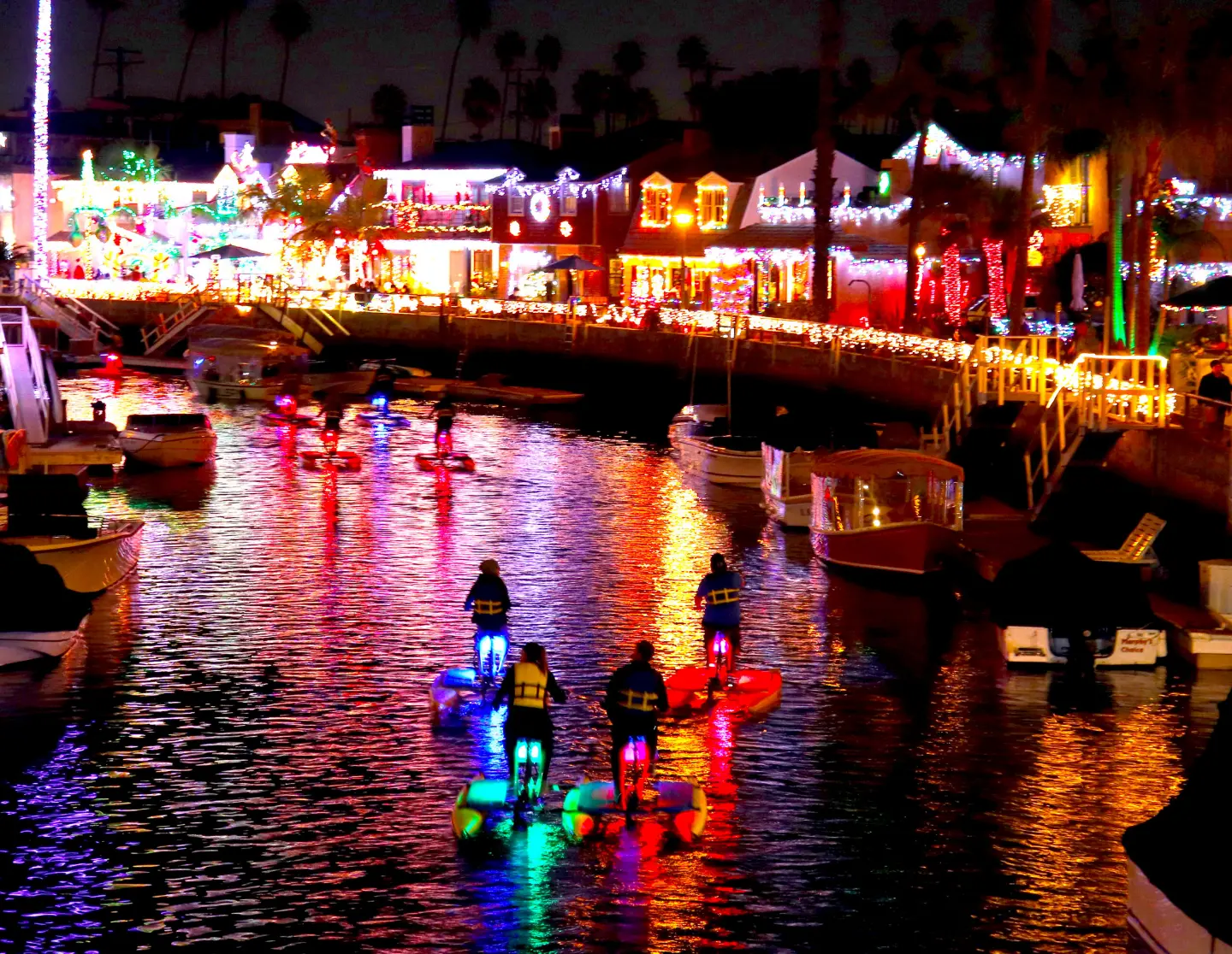 Christmas lights hydrobike ride through the Naples canals